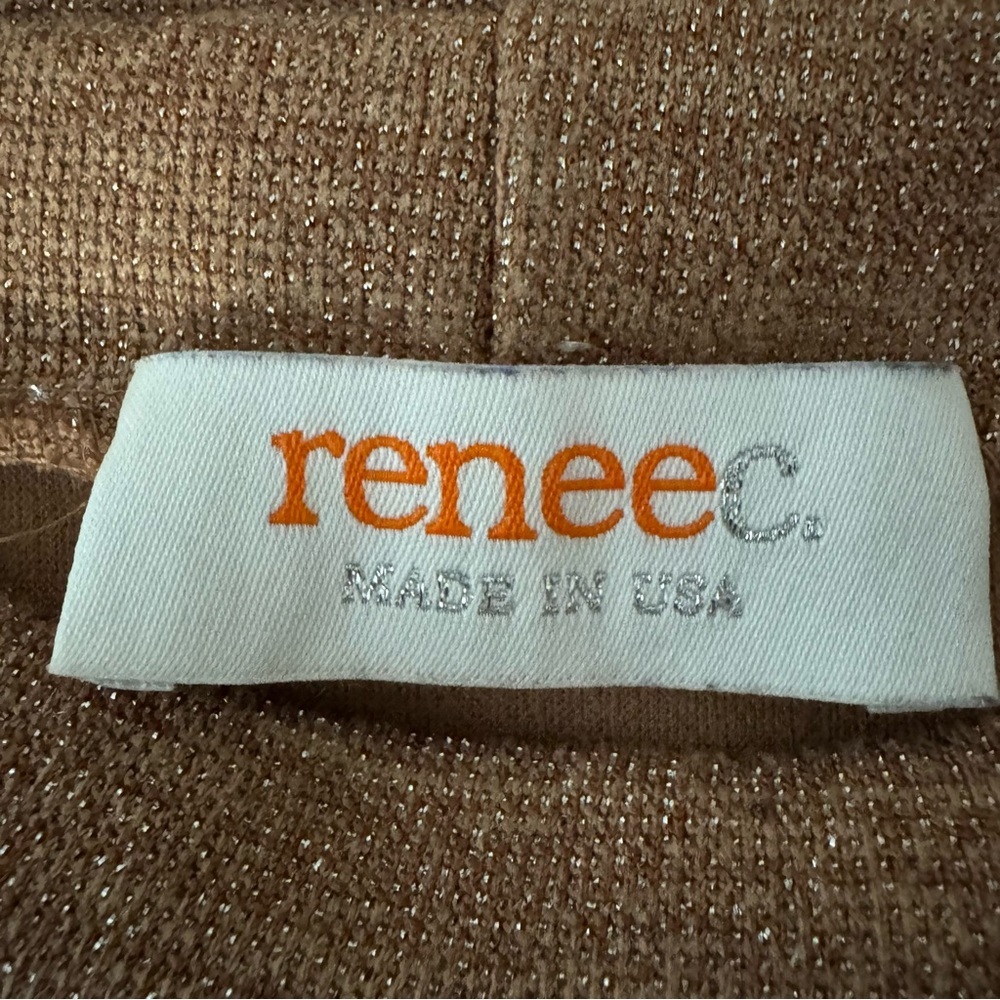 Renee C. Brown Metallic Dress with Sheer Mesh Embroidered Long Sleeves Size M - Picture 5 of 7